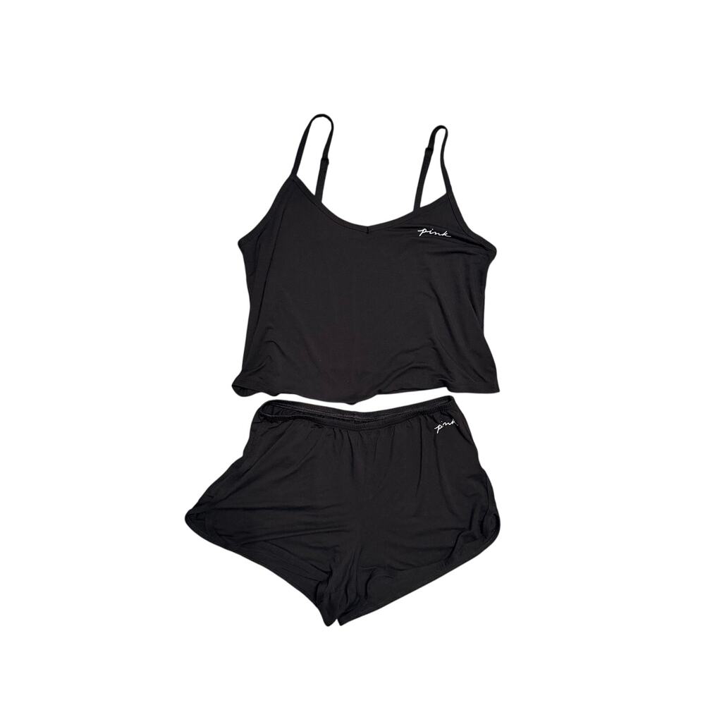 PINK Victoria’s Secret Black Cami & Shorts Pajama Set – Size Medium